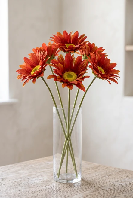 Persimmon Red Oversized Daisies, Roses & Sunflowers for Photo and Party Fun at ShopWildThings.com