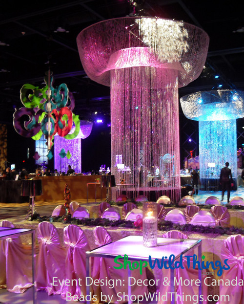 Crystal Beaded Chandeliers Add Sparkle and Shine to Retail Store Displays, Stage and Photo Backdrops or Events and Parties | ShopWildThings.com