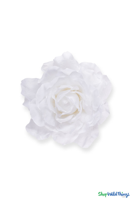 Oversized White Silk XXXL Rose Head – artificial polyester flower head only, no stem, 32 inches wide, perfect for weddings, centerpieces, photo props, and event decorations – ShopWildThings.com
