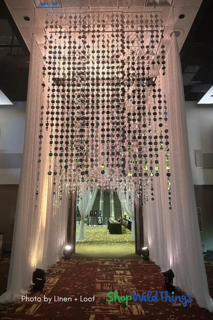 Add drama to your event decor with hanging Diamonds Iridescent Beaded Curtains by ShopWildThings.com – Gala Entrance Decor