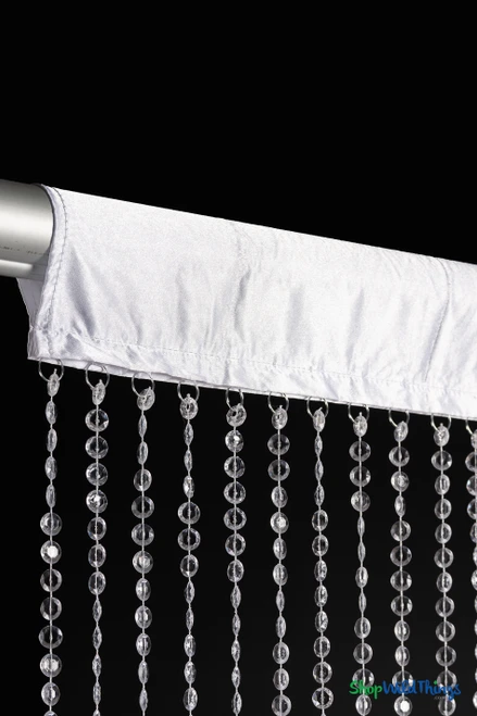 20 Foot Long Crystal Non Iridescent Beaded Curtain with Elegant Satin Rod Pocket, Classy Backdrop Panel | ShopWildThings.com
