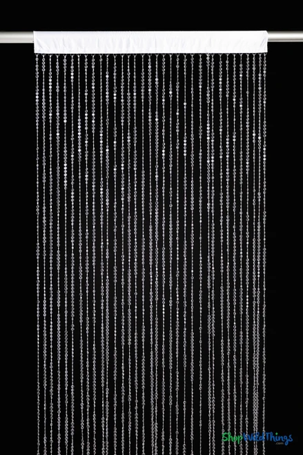 20 Foot Long Crystal Non Iridescent Beaded Curtain with Elegant Satin Rod Pocket, Classy Backdrop Panel | ShopWildThings.com