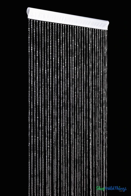 20 Foot Long Crystal Non Iridescent Beaded Curtain with Elegant Satin Rod Pocket, Classy Backdrop Panel | ShopWildThings.com