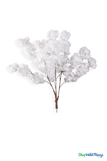 32" White Dogwood Interchangeable Branch with lush white silk blossoms for decorative event trees - ShopWildThings.com
