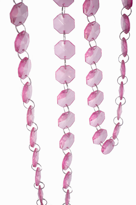 29 Foot Long Pink Garland with Large Octagon Shaped Acrylic Beads from ShopWildThings.com