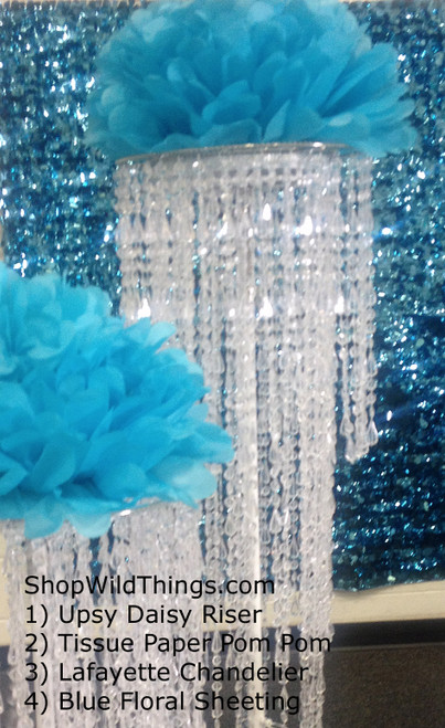 "Lafayette" 12" x 36" Crystal Clear Chandelier by ShopWildThings.com Doubles as a Gorgeous and Affordable Chandelier - or Pair with a Floral Riser for a Dazzling Centerpiece