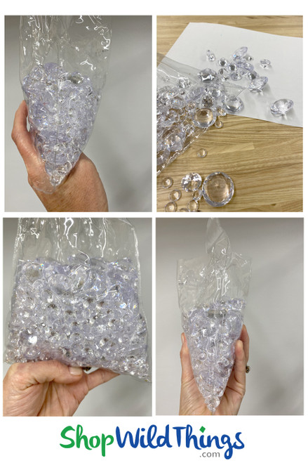Acrylic Diamonds - Clear Assorted Sizes - 1lb Bulk