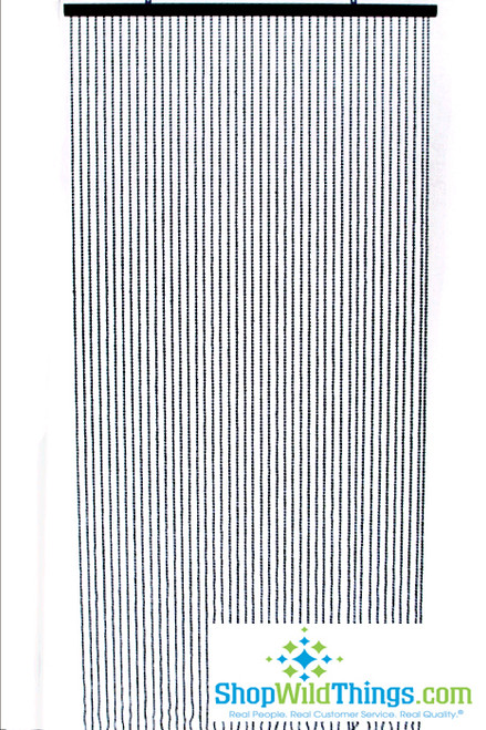Industrial Look Door Curtain, 6Ft Black Ball Chain Beaded Wall or Window Hanging Panel by ShopWildThings.com