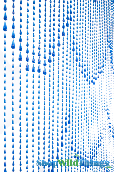 Blue Iridescent Raindrops Scalloped Pattern, ShopWildThings Beaded Party Curtains