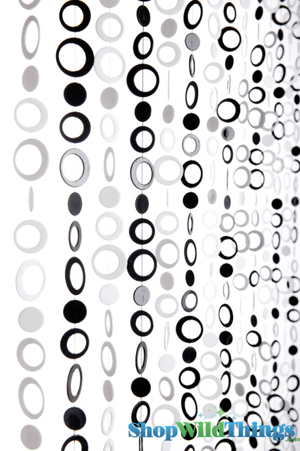 Black & White Circles Beaded Curtain, 6 Foot Long Lightweight Backdrop Panel | ShopWildThings.com