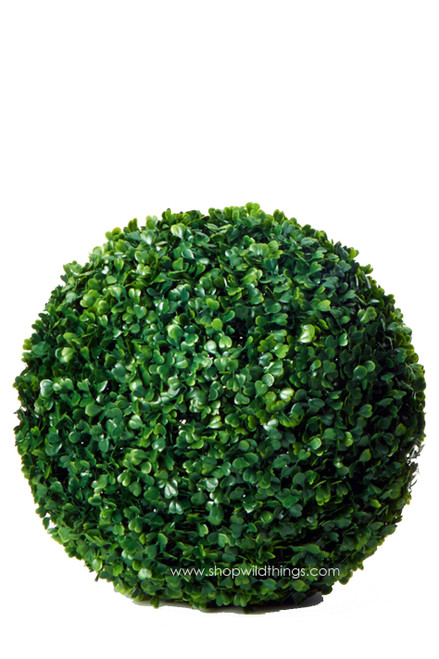 Dark Green Faux Topiary Boxwood Ball 14" Extra High Quality