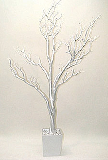 COMING SOON! Tree in Pot, 4 Feet Tall  - Silver w/ Heavy Glitter - Bendable!