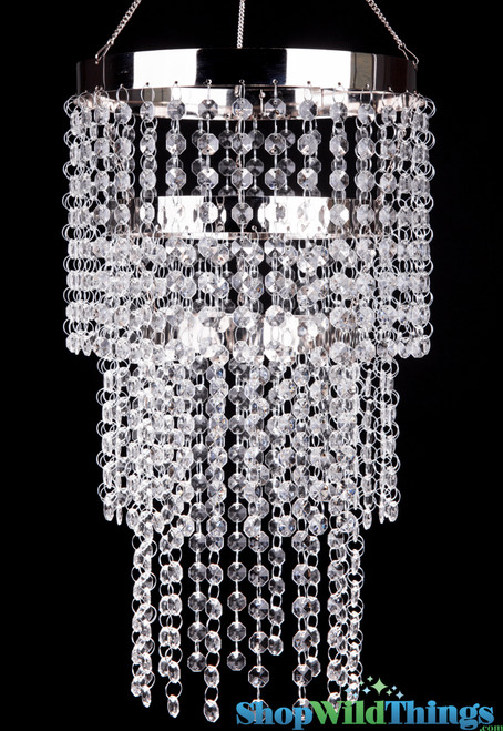 ShopWildThings Tiered Chandelier Whitney Features Crystal Clear Beads, 26" Long for Weddings, Events, Parties and Around the House