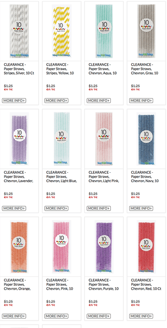 1 LOT AVAILABLE!   Paper Straws - Chevron, Stripes, Dots - Asst Colors - 8,400 Pcs!