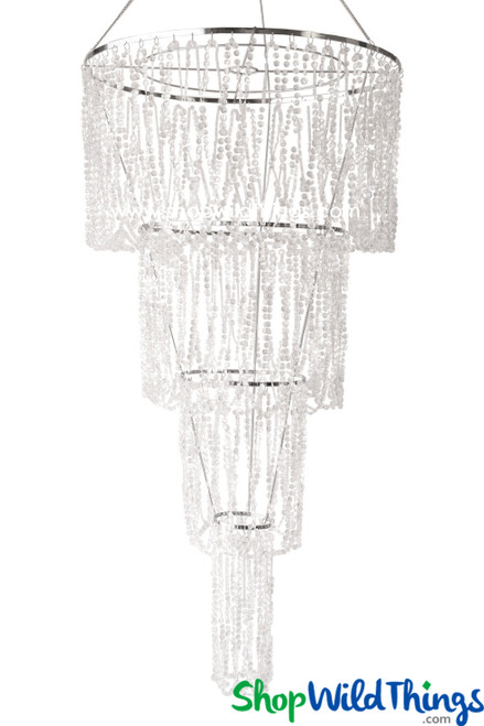 5.5 Foot Long Tiered Chandelier, Iridescent Crystal Beaded Lighting by ShopWildThings.com