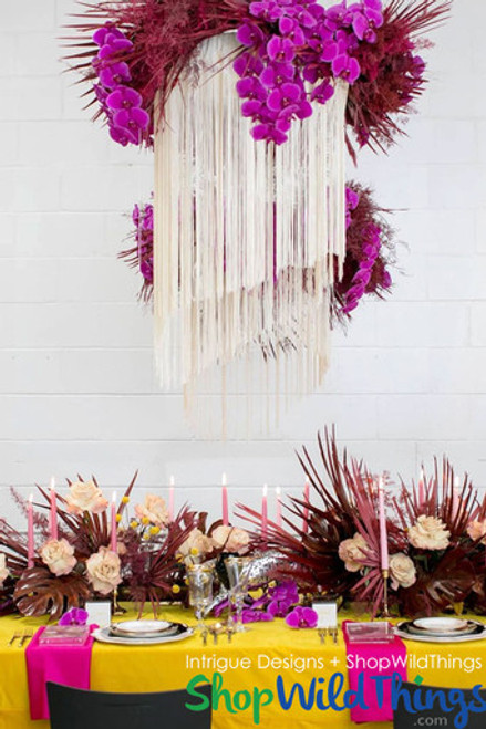 Hanging Ribbon Chandelier by ShopWildThings topped with Florals - Made in USA Custom Decoration for Event Ceilings