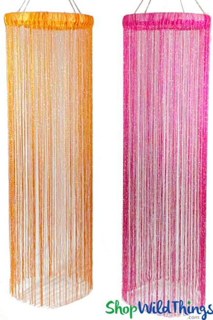 Overhead Floral Chandelier with Custom Fringe String Columns ShopWildthings.com