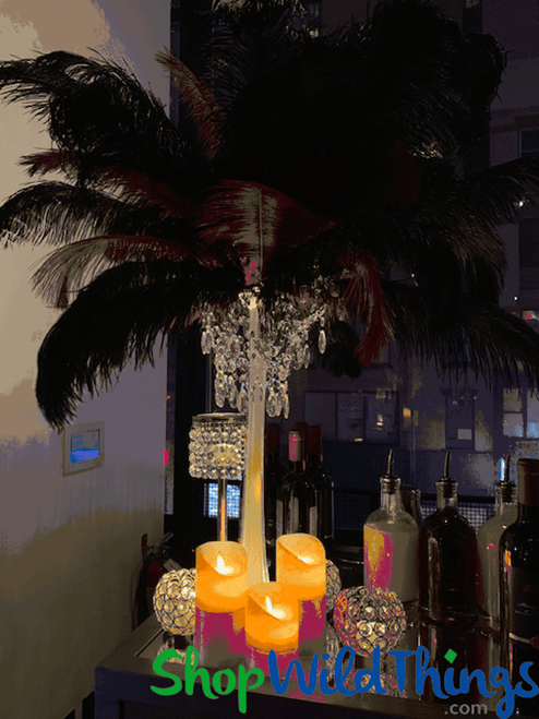 Eiffel Tower Vases with Lights, Ostrich Plumes and Crystal Beaded Topper | ShopWildThings.com