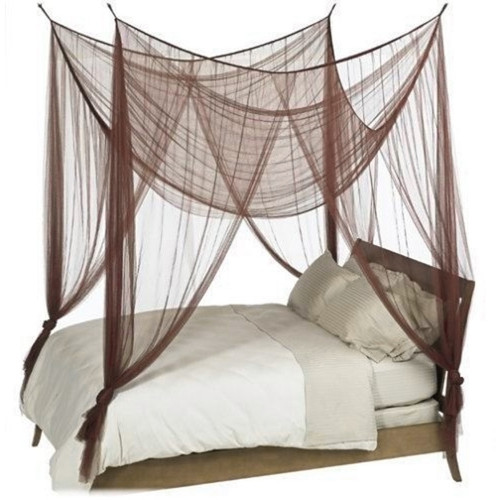 Four Point Bed Canopy, Luxury Quality Brown Mosquito Net, ShopWildThings.com