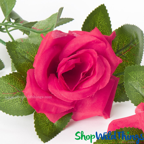 8' Silk Rose Fuchsia Garland - ShopWildThings.com