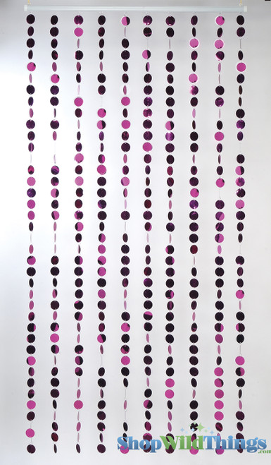 Metallic Fuchsia Pink PVC Discs are Featured on ShopWildThings Ready to Hang Lightweight Spangles Curtains