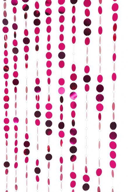 Fuchsia Pink Metallic Circles Beaded Party Curtain