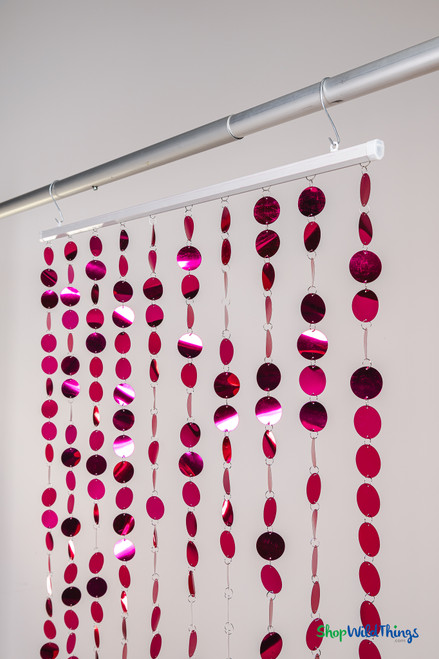 Fuchsia Pink Metallic Circles Beaded Party Curtain