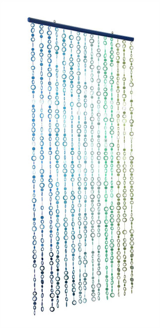 Green & Blue Colorful Circles Beaded Curtain, 6 Foot Long Lightweight Backdrop Panel | ShopWildThings.com