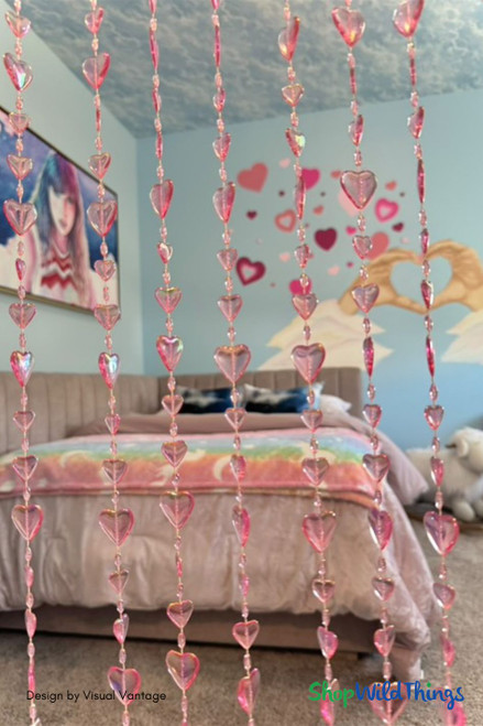 Pink Hearts Trimmable Beaded Curtain - Home & Party Decor