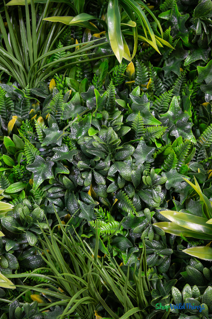 Faux Green Living Wall Assorted Foliage Mat, Rainforest