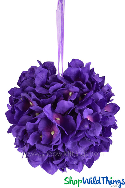 6" Purple Pomander Flower Ball Garland | Silk Floral Wedding Decorations | Hang, Carry or Tabletop | ShopWildThings.com