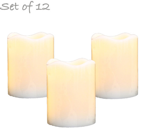 LED Flameless Wax Votive Candles - Ivory - Set of 12 - 2 1/2" Tall | ShopWildThings