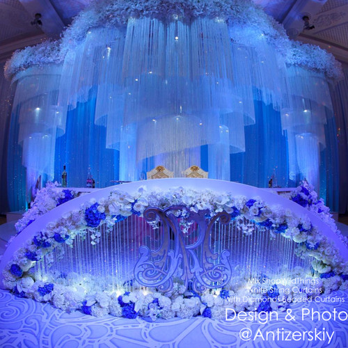 Custom String Curtains Made Into Giant Hanging Columns for Weddings & Events by ShopWildThings.com
