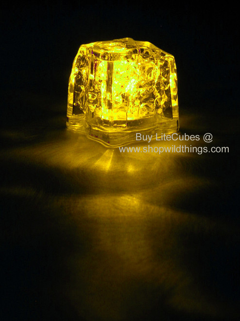 Waterproof & Freezable LED Party Ice Cube Lights, Flashing or Steady Yellow Lights | ShopWildThings.com