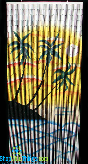 ShopWildThings Scenic Painted Bamboo Curtains Like Sunset Palms Inspirational and Fun