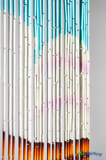 Tropical Beach Hand-Painted Bamboo Curtain – 90 Strands, 36" x 78" - ShopWildThings.com