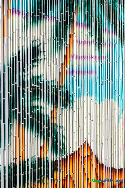 Tropical Beach Hand-Painted Bamboo Curtain – 90 Strands, 36" x 78" - ShopWildThings.com