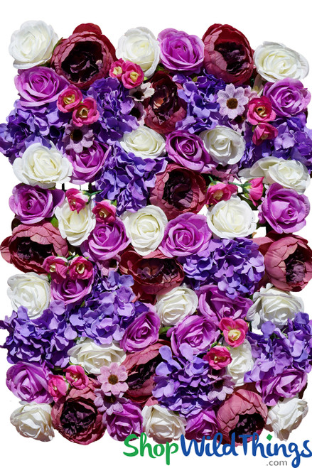 Purple Pink Cream Mixed Colors Flower Wall Backdrop ShopWildThings.com