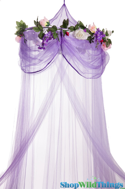Sleeping Beauty Purple Net Bed Canopy & Drape, Soft and Sheer Fabric, ShopWildThings.com