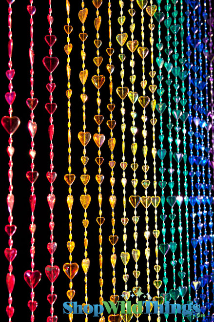 Hearts Beaded Curtain - Rainbow - 3 ft x 6 ft
