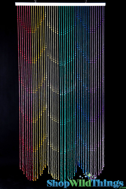 Hang ShopWildThings Rainbow Iridescent Raindrop Beaded Curtains in Doorways, Windows, On Walls or Use As a Room Divider or Photo Backdrop
