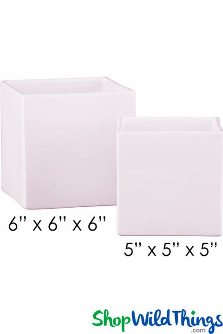 COMING SOON! Vase - Acrylic Square - White/Ballerina Pink - 6in x 6in x 6in