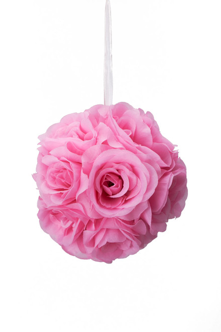 Flower Ball - Silk Rose - Pomander Kissing Ball 6" - Pink
