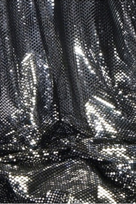 Shiny Metallic Fabrics - Black with Round Silver Sequins ...