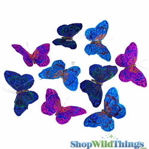 Colorful Butterfly Garlands made with Feathers Hang from Ceiling and Trees ShopWildThings.com