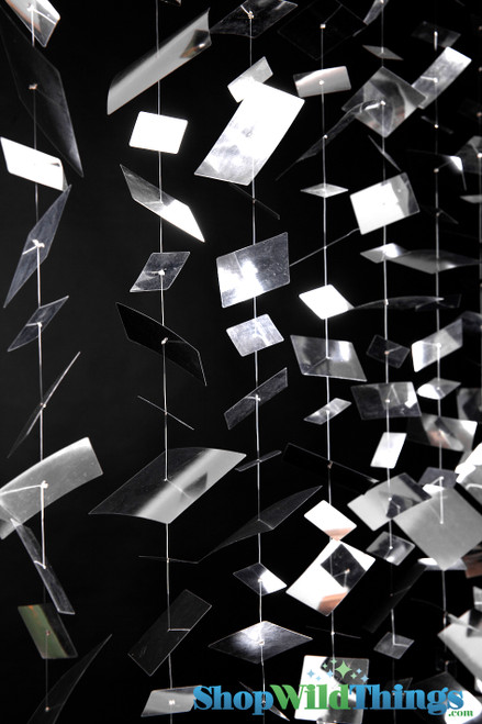 Silver Confetti Curtain, Floating Confetti Curtain with PVC Squares | ShopWildThings.com