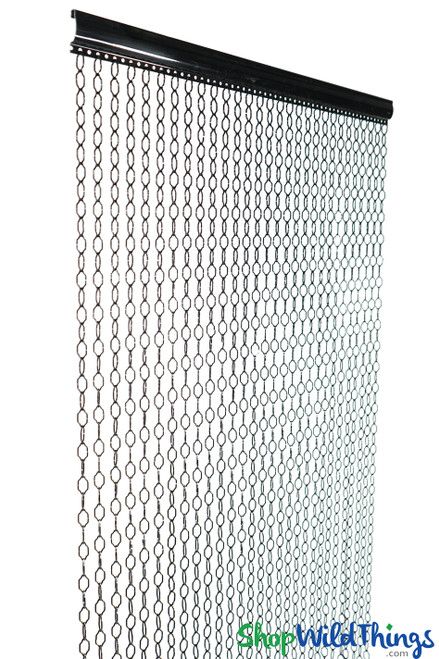 Black Beaded Curtain "Cameo" Geometric Chain Custom Beads ShopWildThings.com