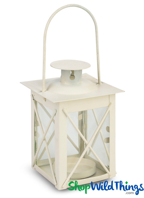 ShopWildThings | Candle Lantern - Square Hurricane - Ivory 6 3/4"