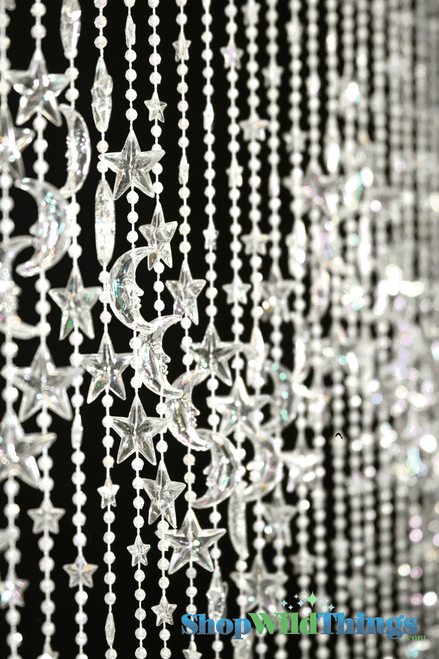 Crystal Iridescent Stars & Moons Beaded Curtain Adds Sparkle, Texture and Dimension to Retail Store Displays, Stage and Photo Backdrops or Events and Parties | ShopWildThings.com
