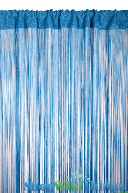 Cobalt Blue String Curtain Fringe Panel for Doors and Windows, 7' Long Rod Pocket Curtain Backdrop by ShopWildThings.com